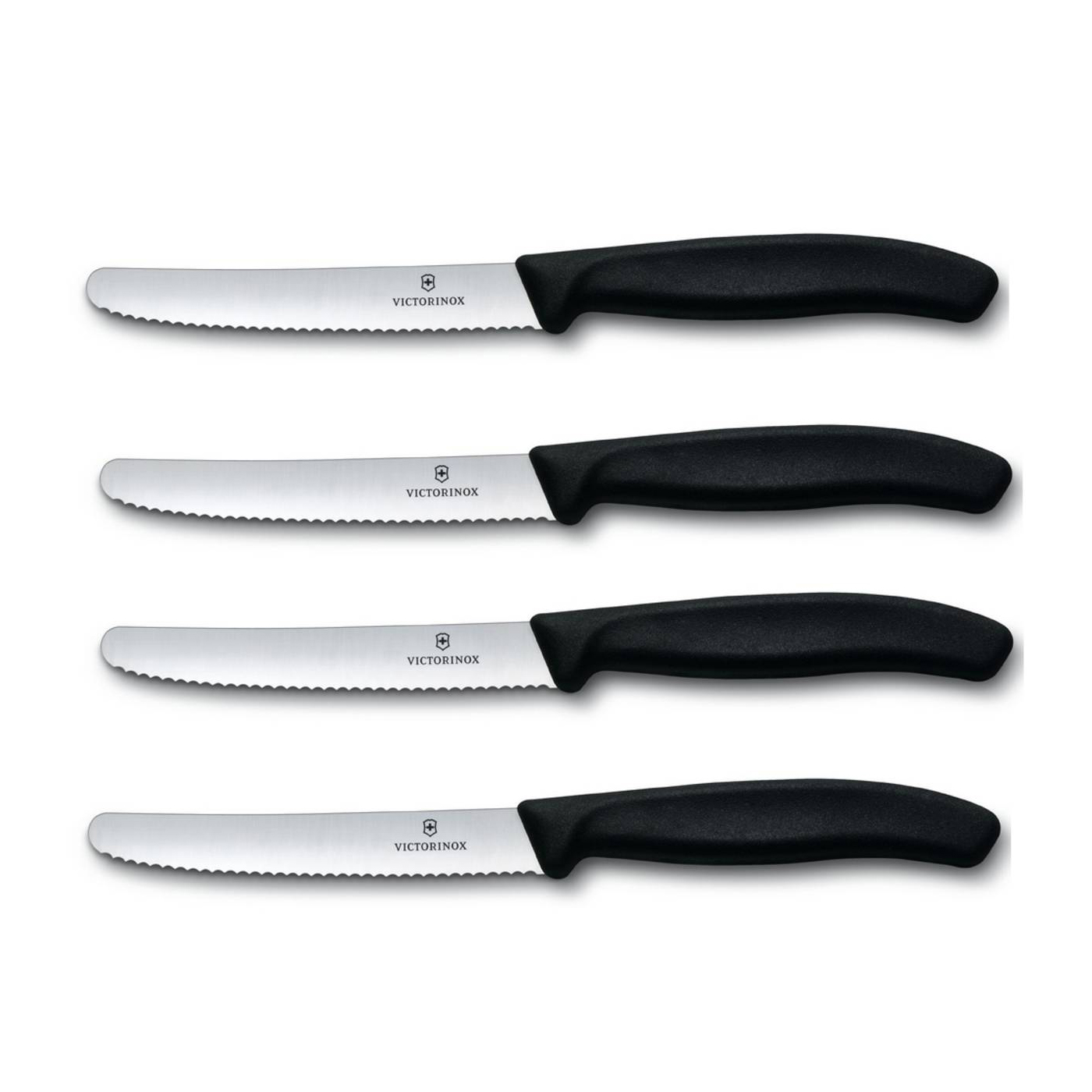 4 X VICTORINOX Tomatenmesser, Brötchenmesser, Küchenmesser schwarz Swiss Classic