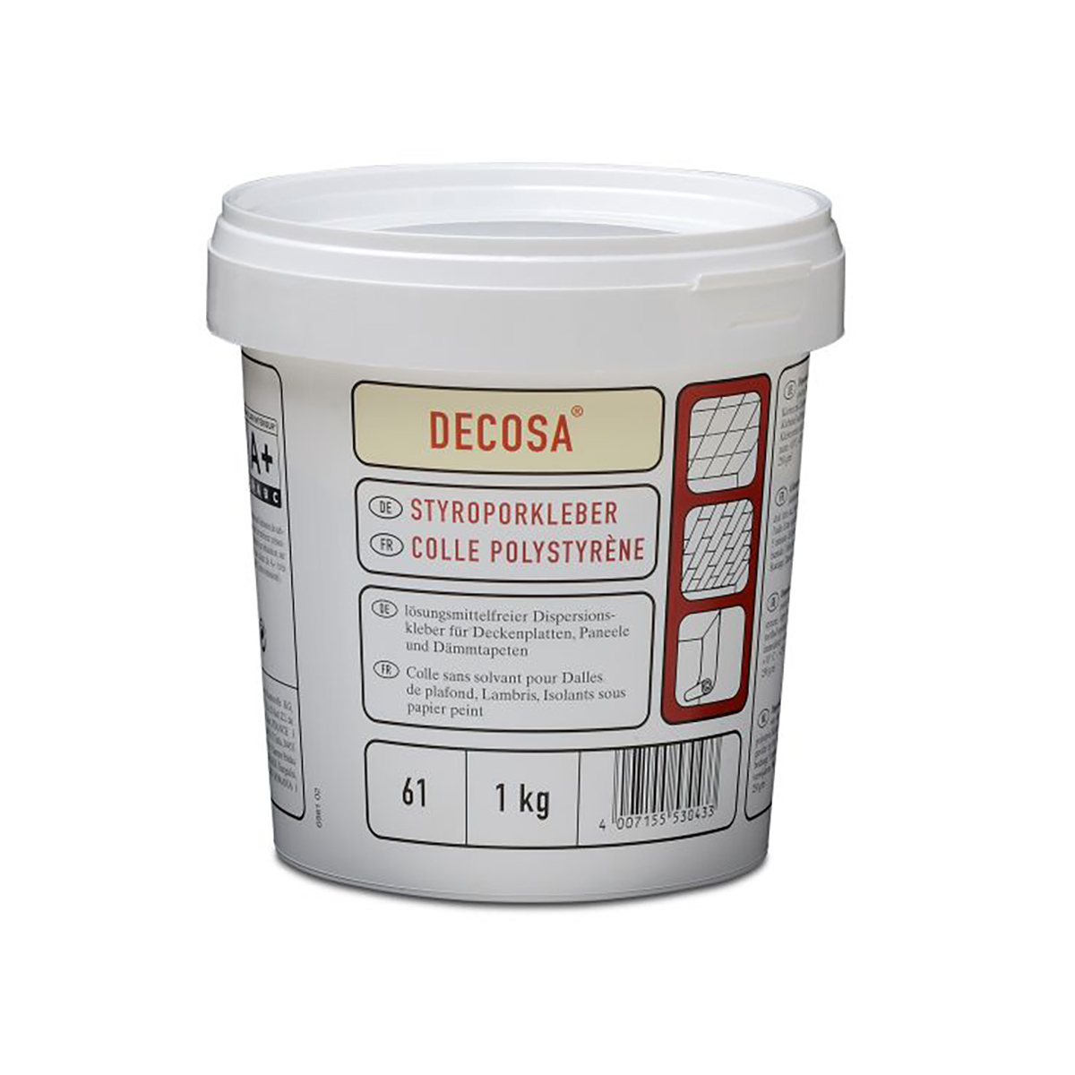 Decosa » Styroporkleber « 1 kg Eimer, für Dämmplatten, lösemittelfrei