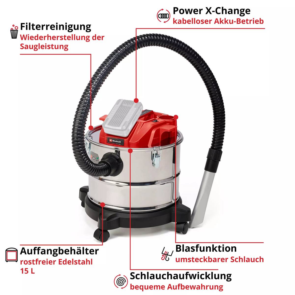 Einhell Akku-Aschesauger » TE-AV 18/15 Li C-Solo « 15 Liter