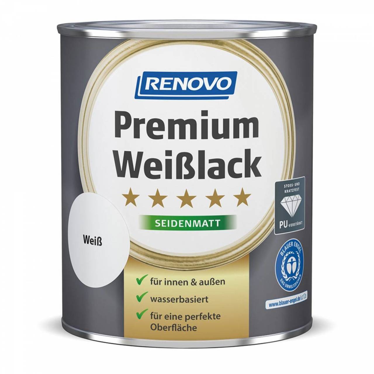 RENOVO Premium Weißlack » Weiß « seidenmatt - 750 ml