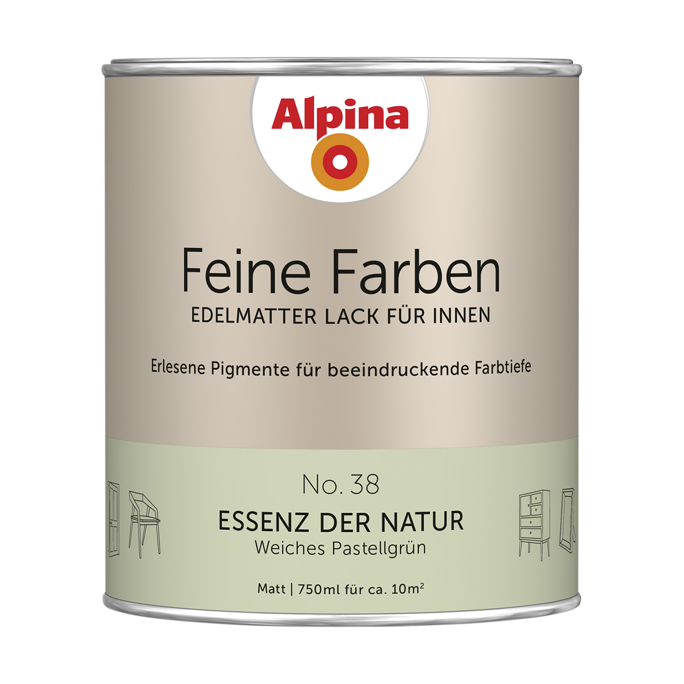 Alpina Feine Farben Lack » Essenz der Natur « Pastellgrün, 750 ml