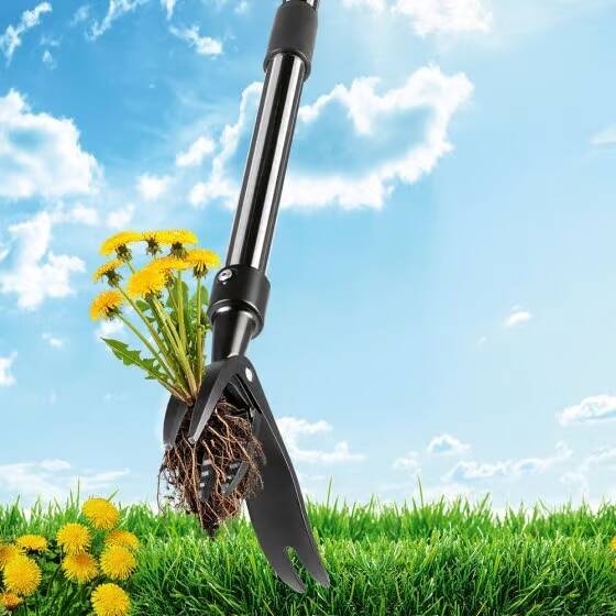 EASYmaxx Unkrautstecher » 112 cm « mit Edelstahlkrallen & Fußpedal