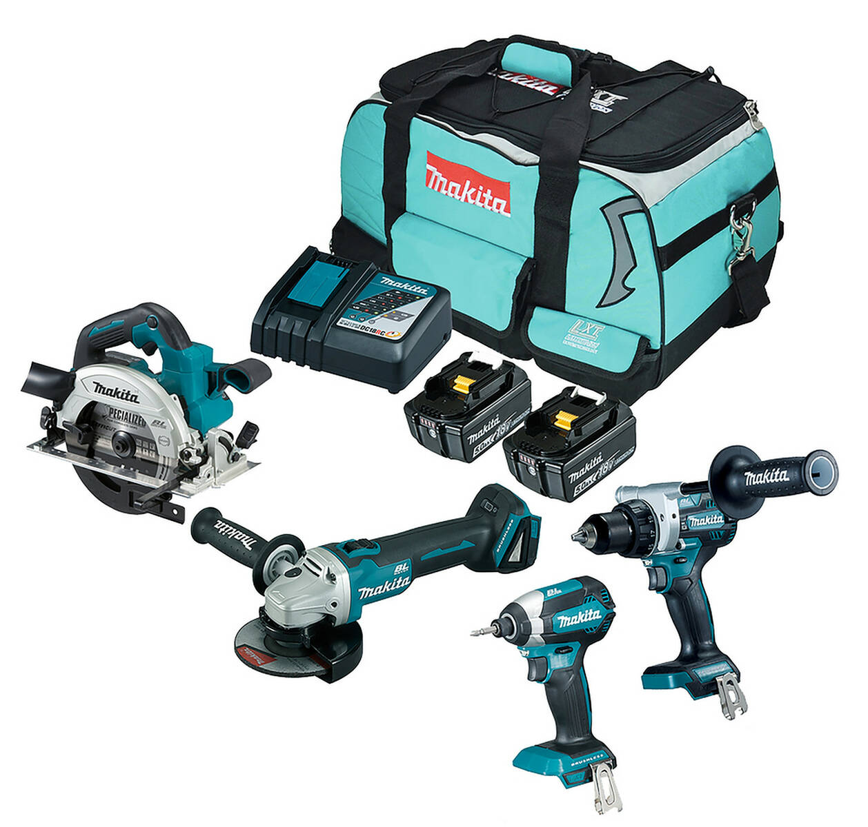 Makita Kombo-Kit » DLX4156TX1 « 18V, 4 Maschinen, 2 Akkus, Ladegerät