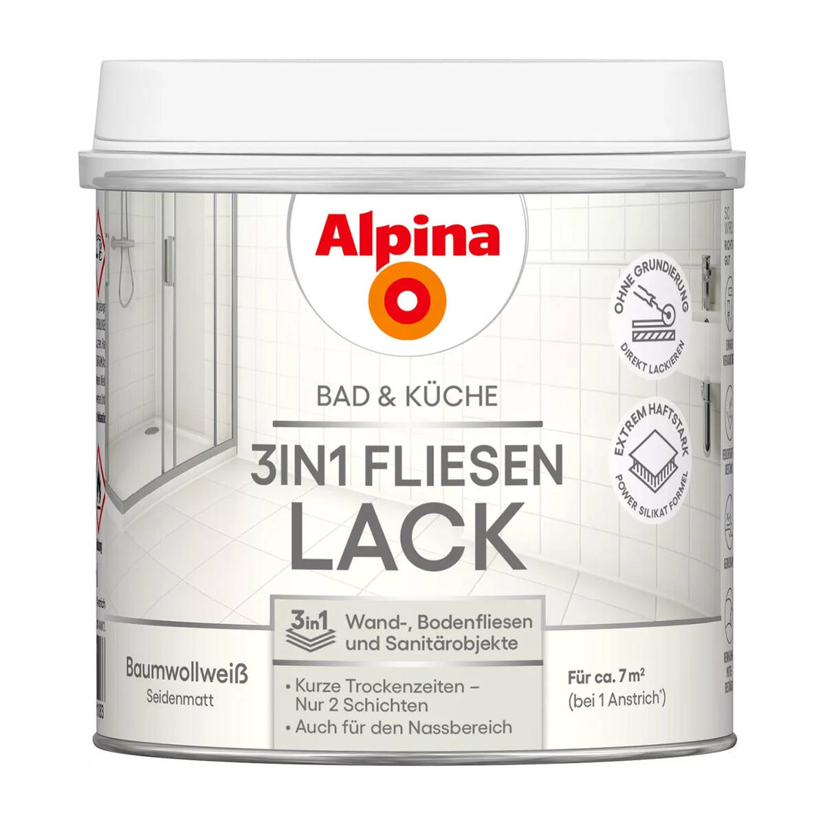 Alpina Bad & Küche 3in1 Fliesenlack » Baumwollweiß « 500 ml