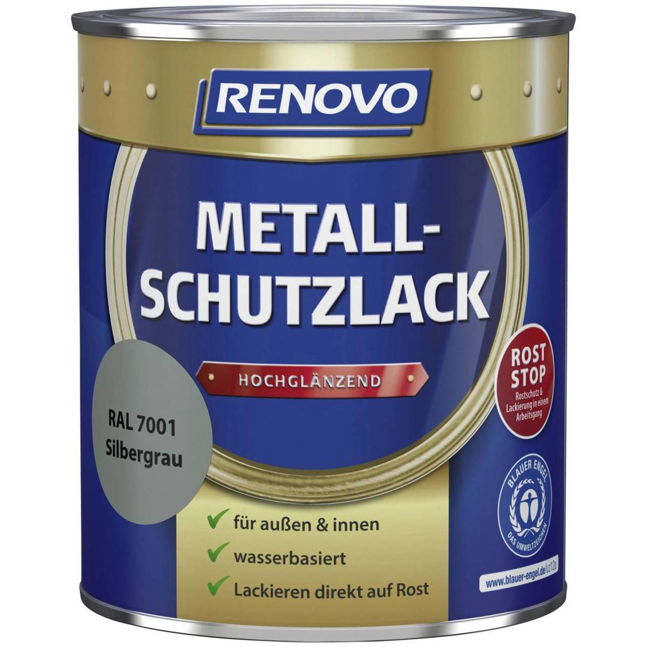 RENOVO Metallschutzlack » Silbergrau « hochglänzend - 750 ml