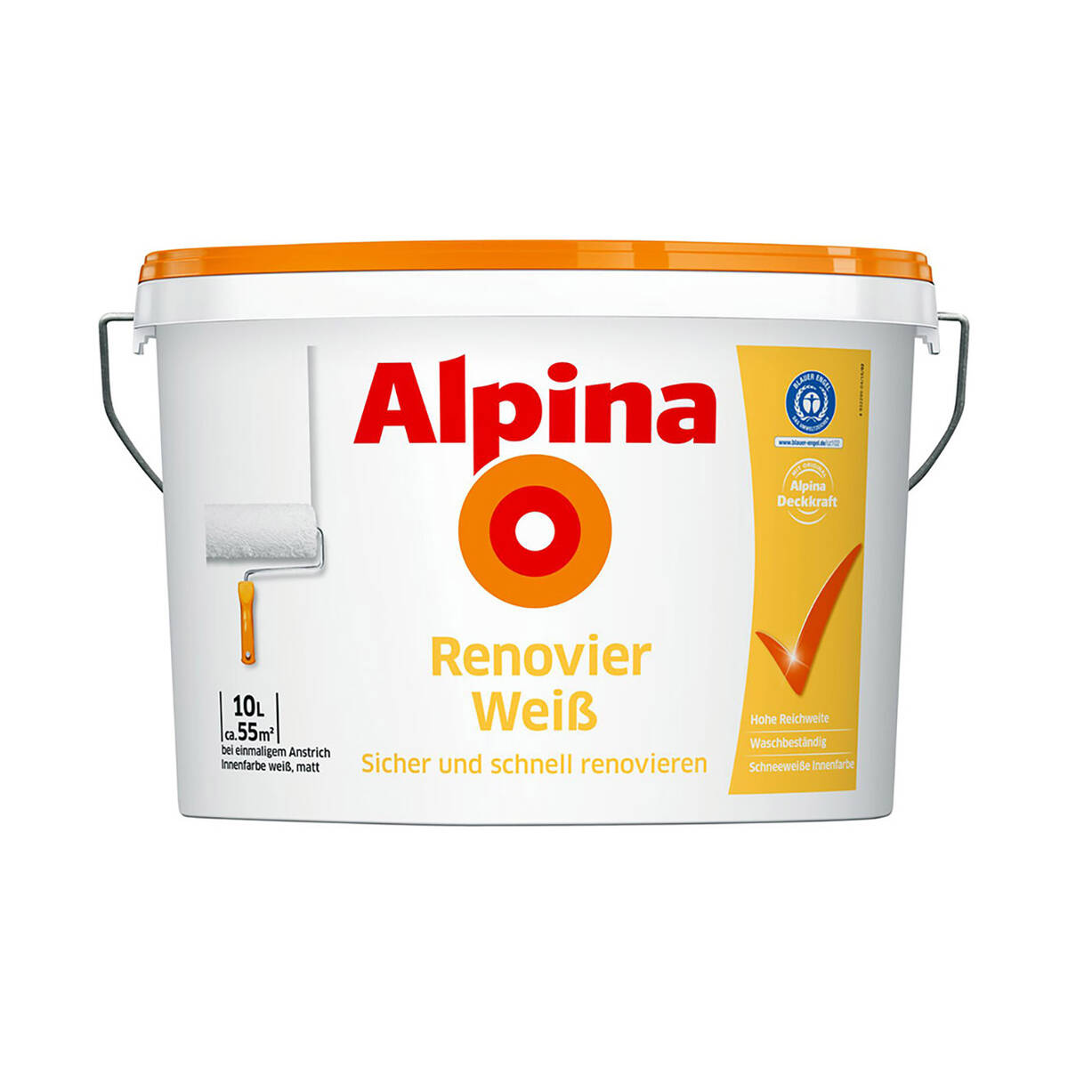 Alpina Wandfarbe » Renovier Weiß « 10 L, matt, hohe Deckkraft