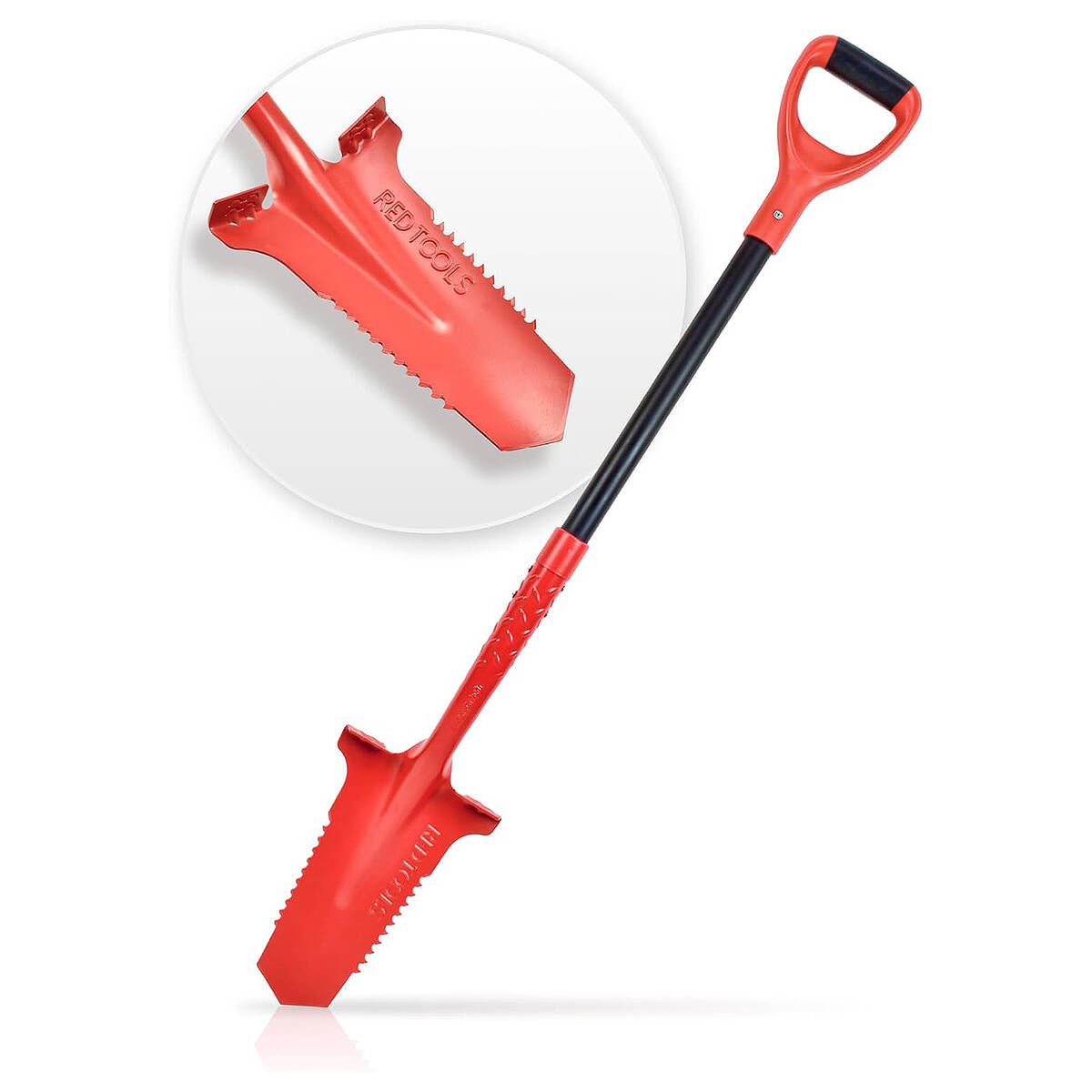 Red Tools Gärtnerspaten » RT20481 « inkl. Wurzelsäge, Soft‑Touch, Rot