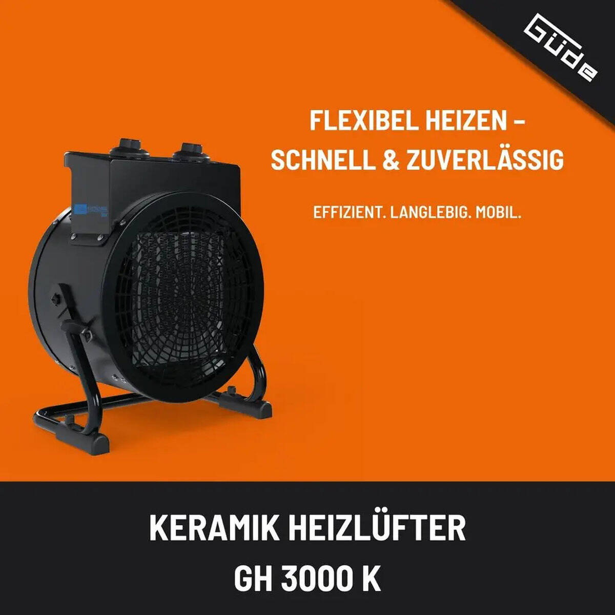 Güde Keramik Heizlüfter » GH 3000 K « 3 kW, 2 Heizstufen, 186 m³/h