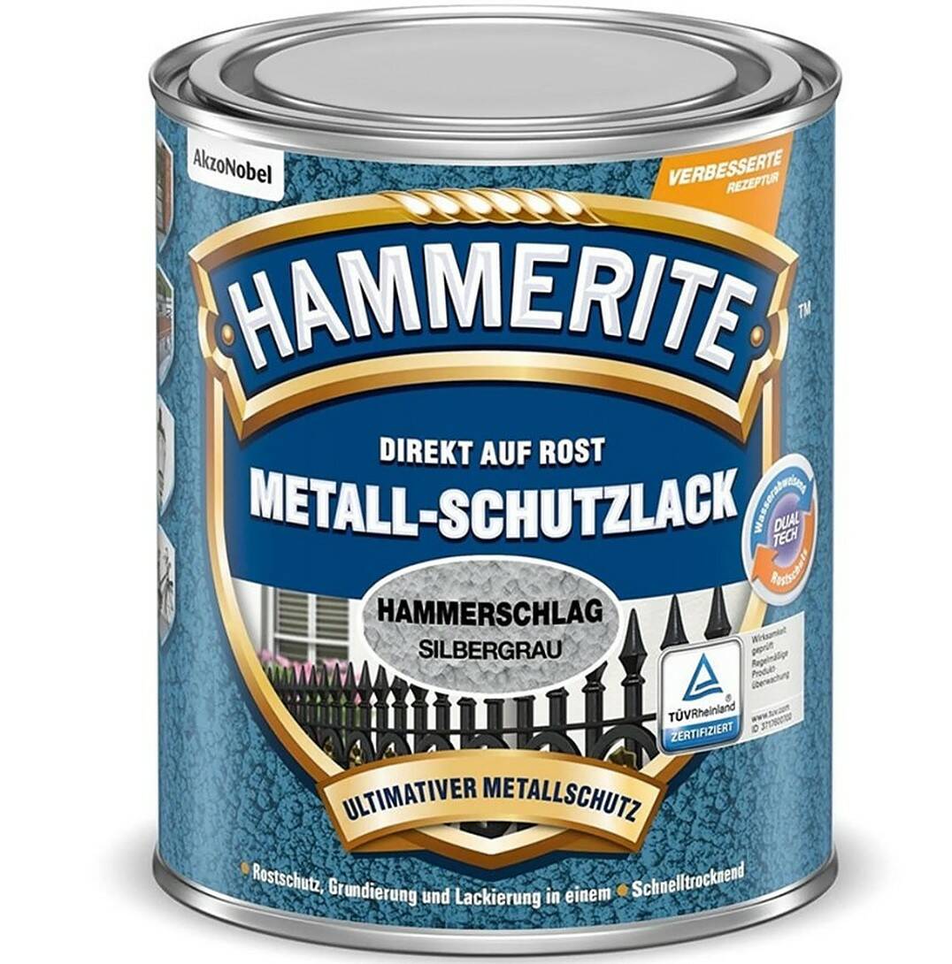 Hammerite Metall-Schutzlack » Hammerschlag Silbergrau « 750 ml
