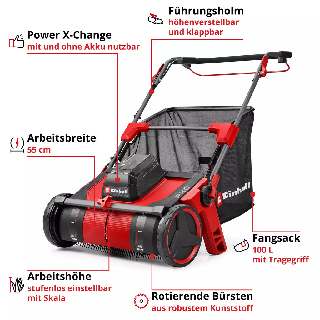 Einhell Akku-Laub- und Rasensammler » GE-GC 18/55 Li E-Solo « PXC