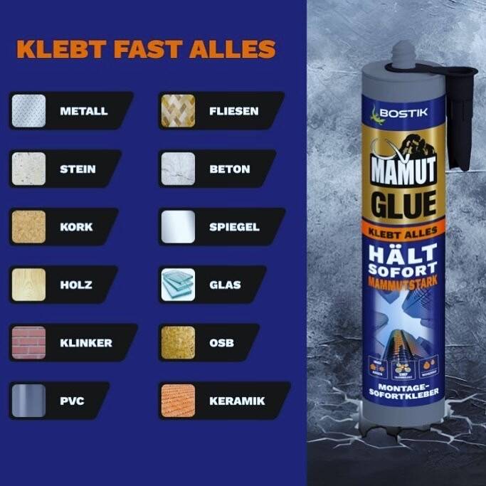 Bostik Montagekleber » Mamut Glue « 450g, hält sofort, klebt alles