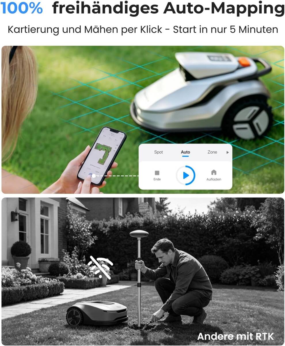 TerraMow Mähroboter » V1000 « Dreifach KI-Kamera, 2.0 KI-Navigation
