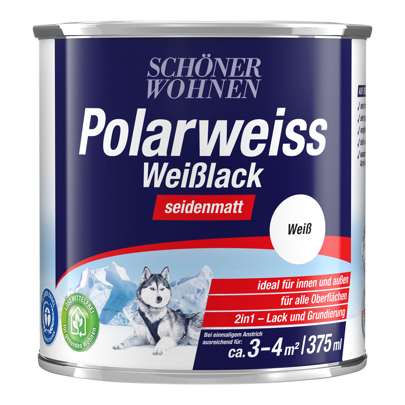 SCHÖNER WOHNEN Weißlack » Polarweiss « 375 ml - seidenmatt SCHÖNER WOHNEN Weißlack Weiß Seidenmatt