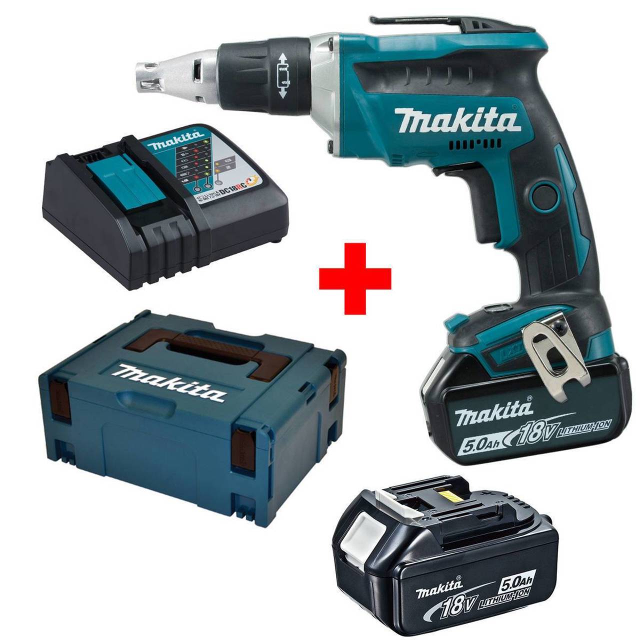 Makita Akku-Schnellbauschrauber DFS452RTJ 2 Akkus + Ladegerät im MAKPAC