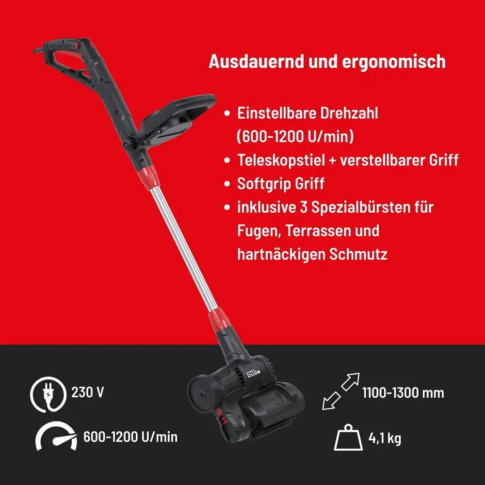 Güde Elektro-Universalbürste » GUB 160-500 « 500 W, Teleskopstiel