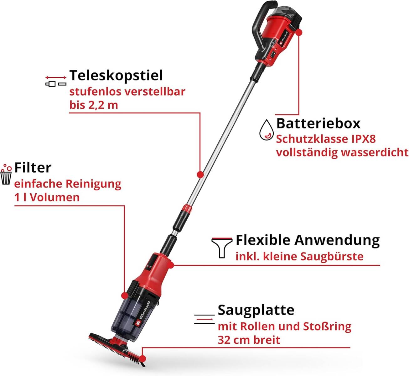 Einhell Akku-Poolsauger » GE-PV 18/42 Li T-Solo « 4200 l/h, PXC-System