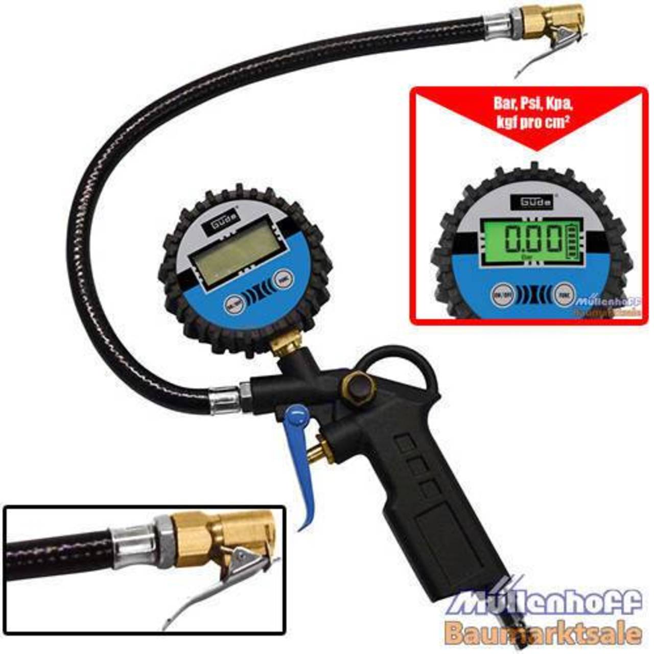 Güde Digitaler Reifenfüller 11E, 1/4 " IG, Druckluftzubehör, Digitalanzeige