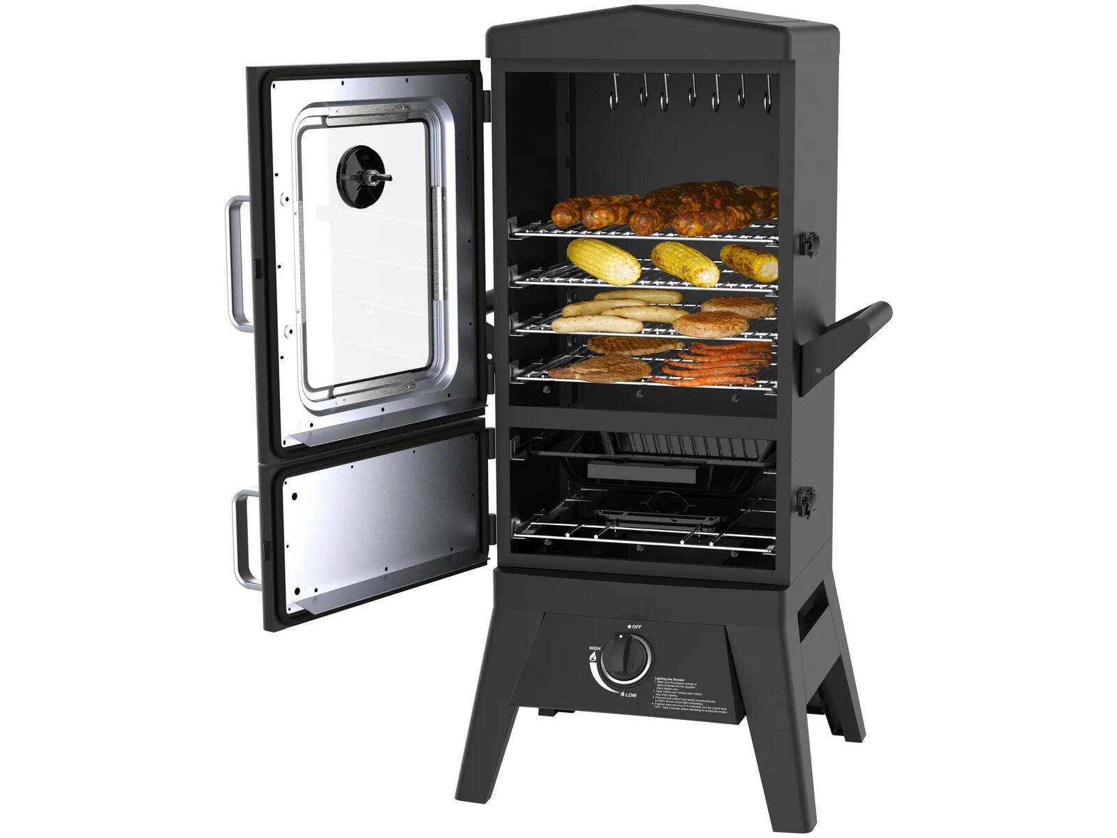 El Fuego Gasgrill / Smoker » Portland W2 « Schwarz, 107 x 50 x 48 cm