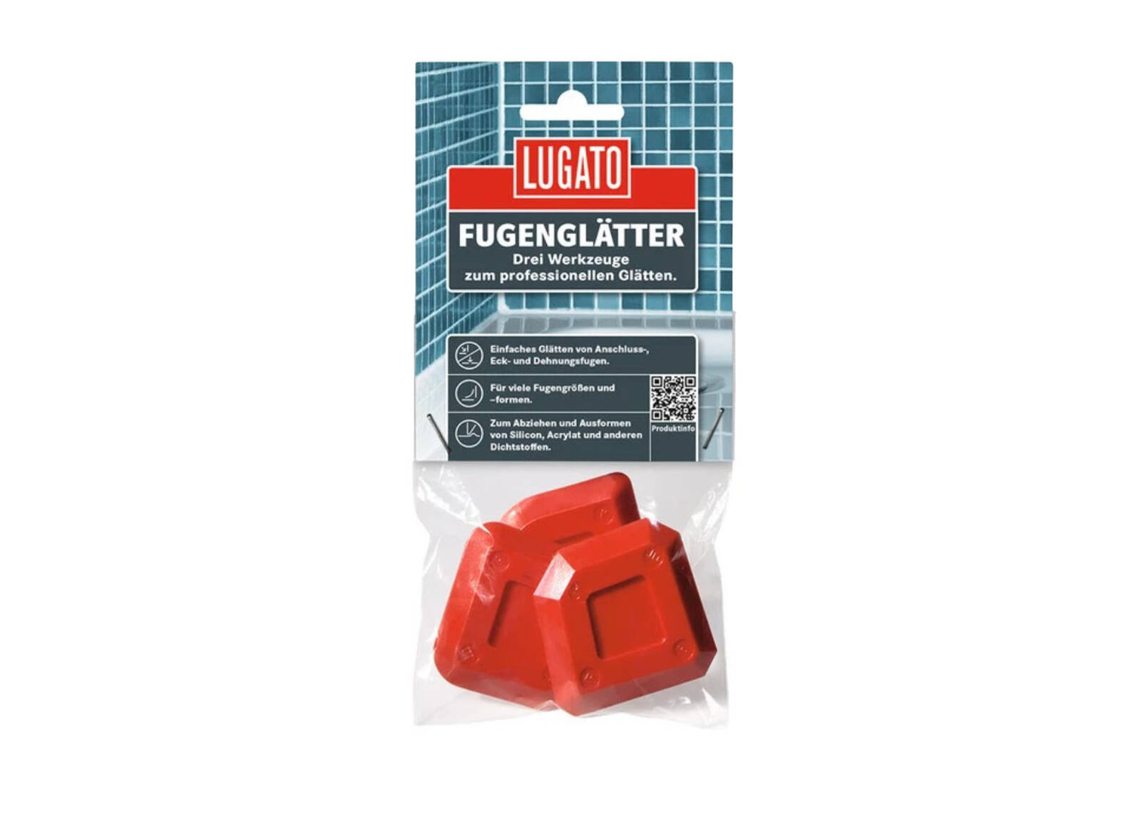Lugato » Fugenglätter « Rot, 3 Stück, 4,5 x 4,5 cm, für glatte Fugen