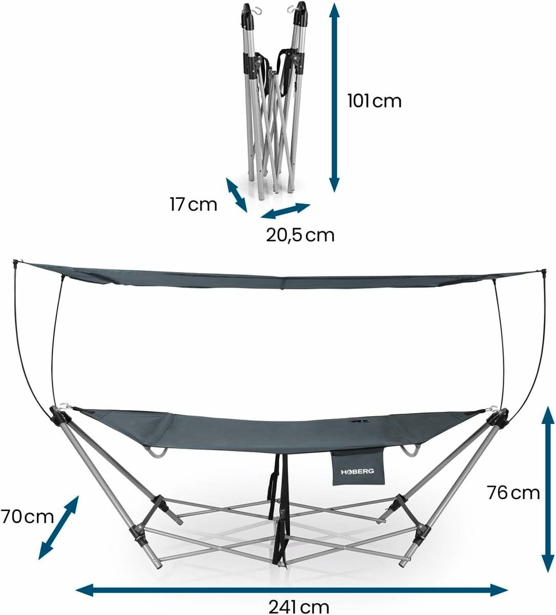 Hoberg Camping/Outdoor » Hängematte « klappbar, Sonnendach, Tragetasche