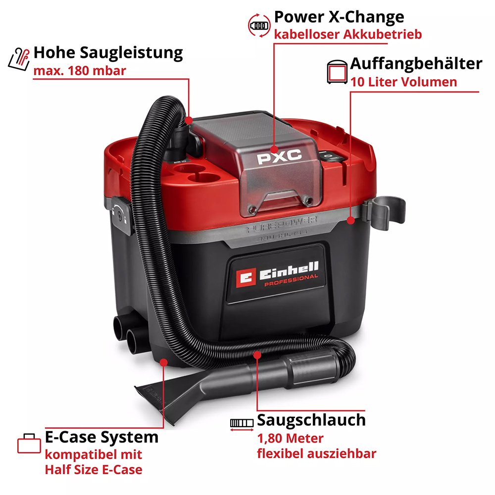 Einhell Akku-Nass-Trockensauger » TP-VC 18/10 Li BL L-Solo « 180 mbar