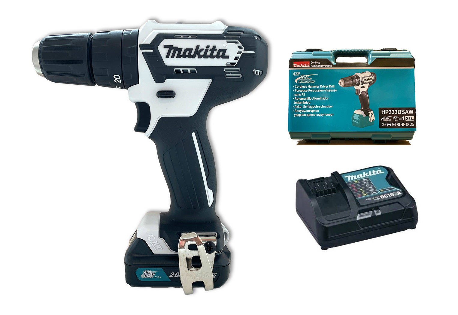 Makita Akku-Bohrschrauber » HP333DSAW « CXT 12 Volt, inkl. 2.0 Ah Akku