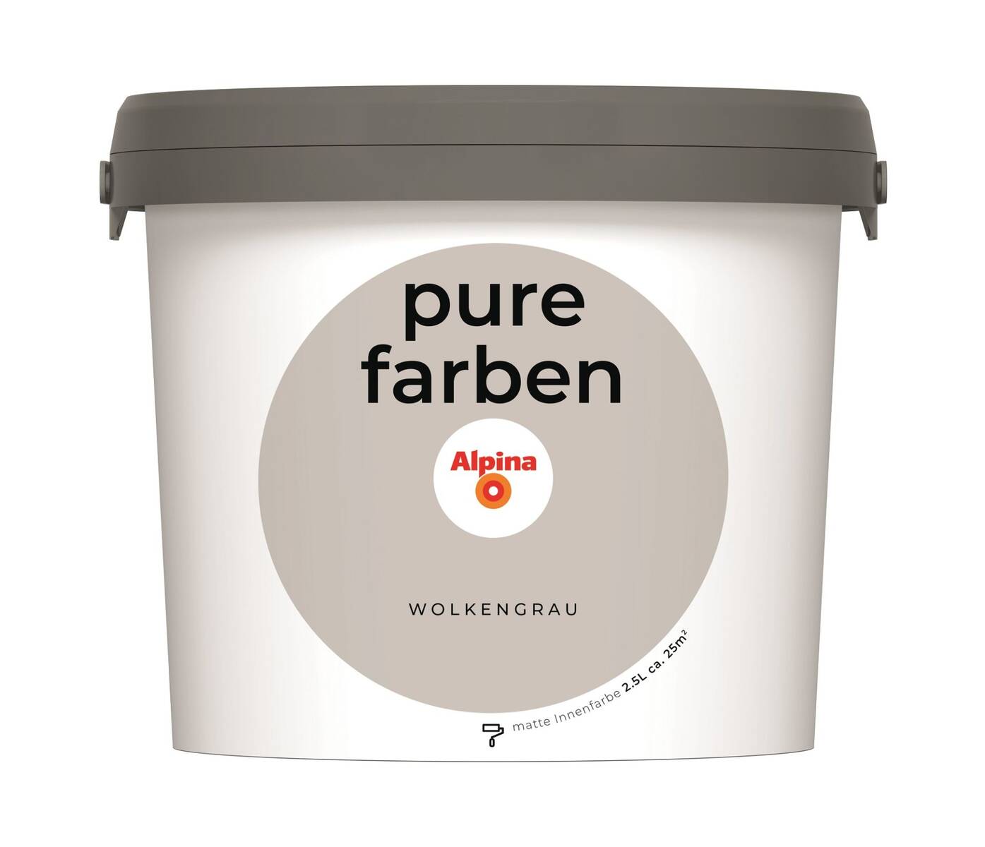 Alpina Pure Farben » Wolkengrau « 2,5 l, Wand- und Deckenfarbe