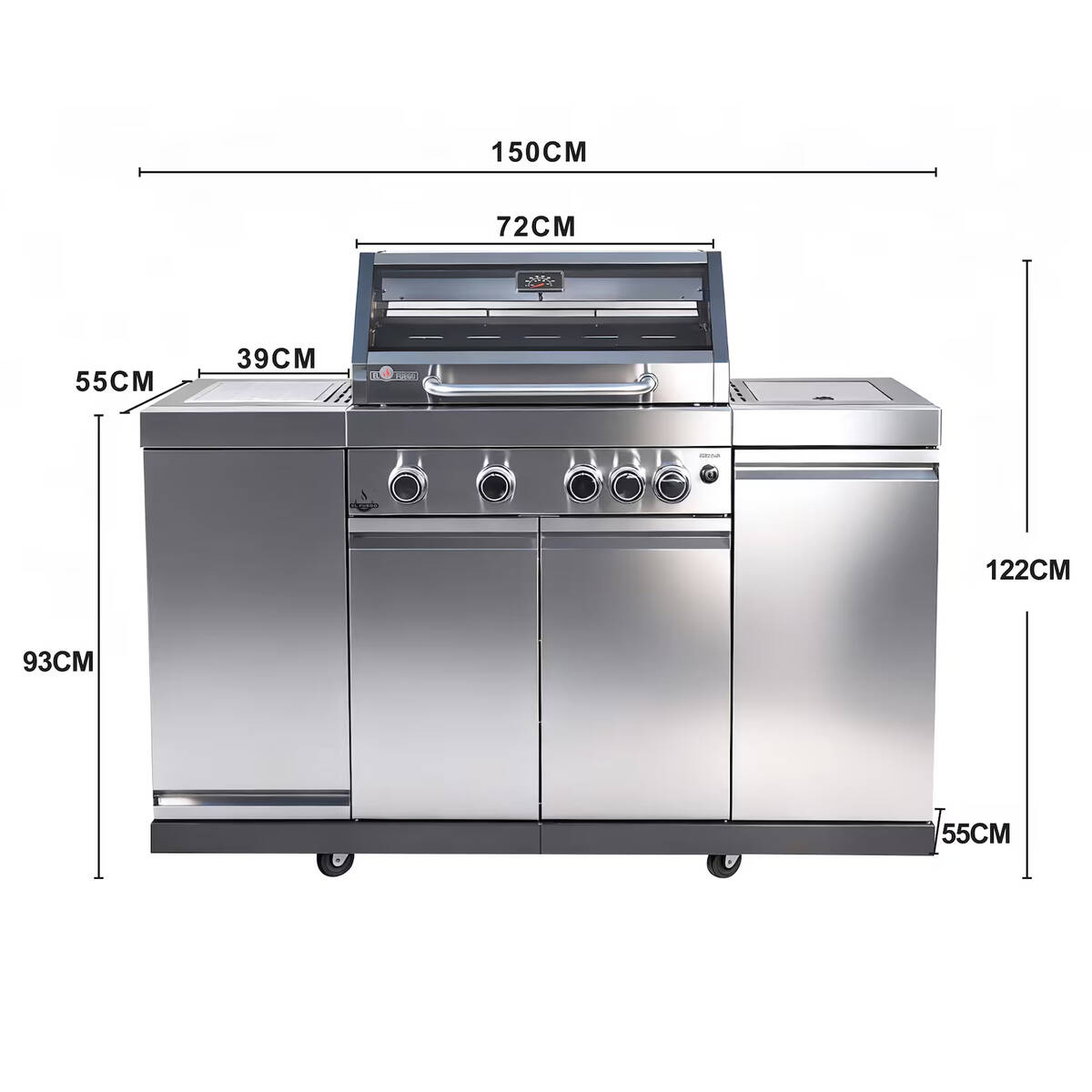 El Fuego Grillküche » Augusta 4+1 « 17 kW, Seitenbrenner, Ablagen