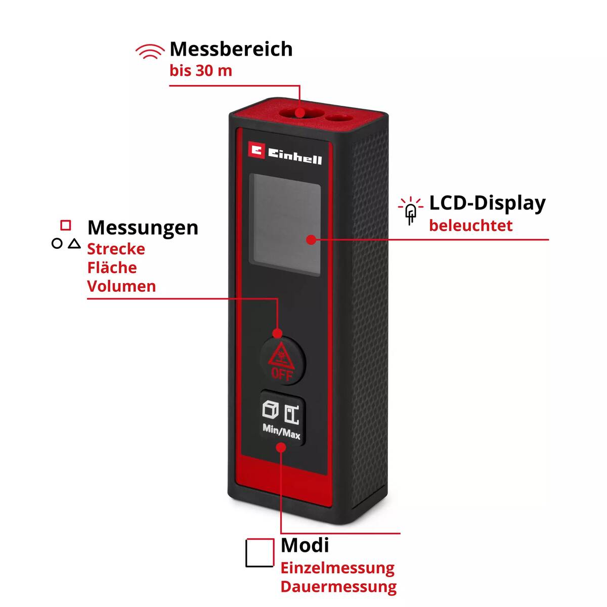 Einhell Laser-Distanzmesser » TC-LD 30 R « bis zu 30 m, LCD-Anzeige