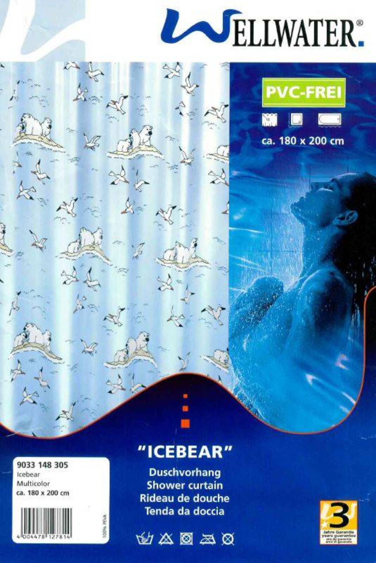 Wellwater Duschvorhang Icebear, kleine Wolke, Eisbär, Öko-Plast