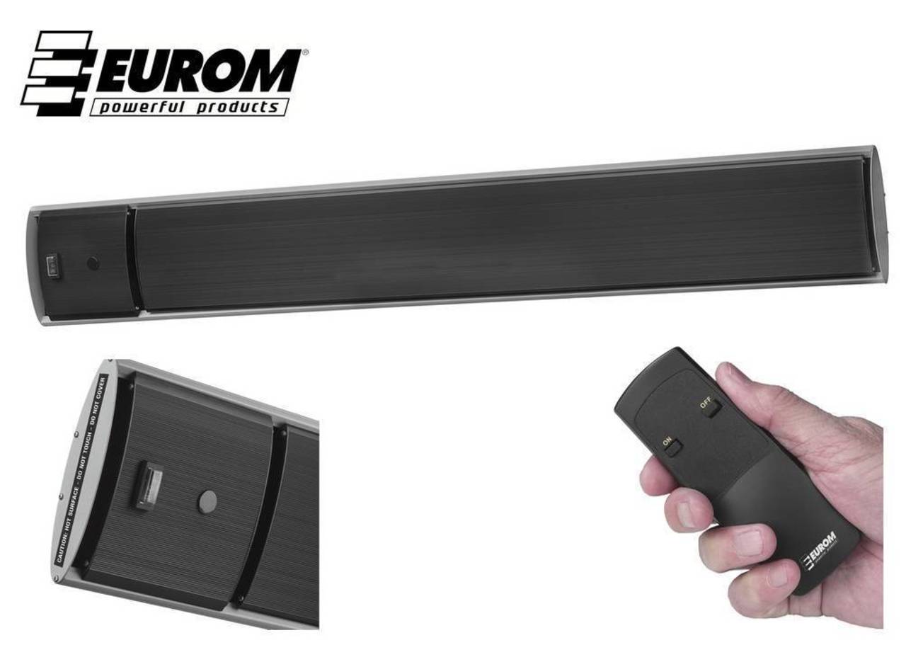 Eurom Terrassenheiztrahler m. Fernbedienung Infrarot Heizstrahler Dunkelstrahler