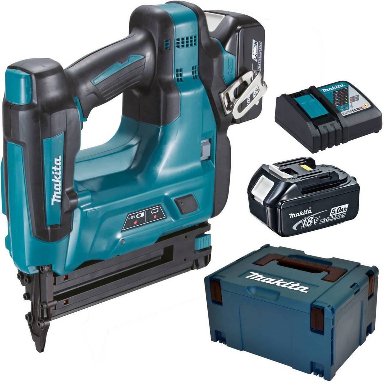 Makita Akku-Stauchkopfnagler DBN500RTJ, 2x 5,0 Ah Akku, Makpac, Nagler