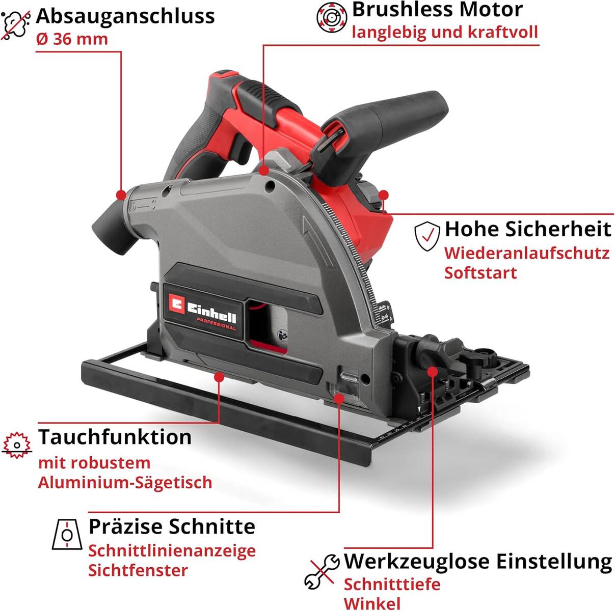 Einhell Akku-Tauchsäge » TP-PS 18/165 Li BL-Solo « 18 V, Professional