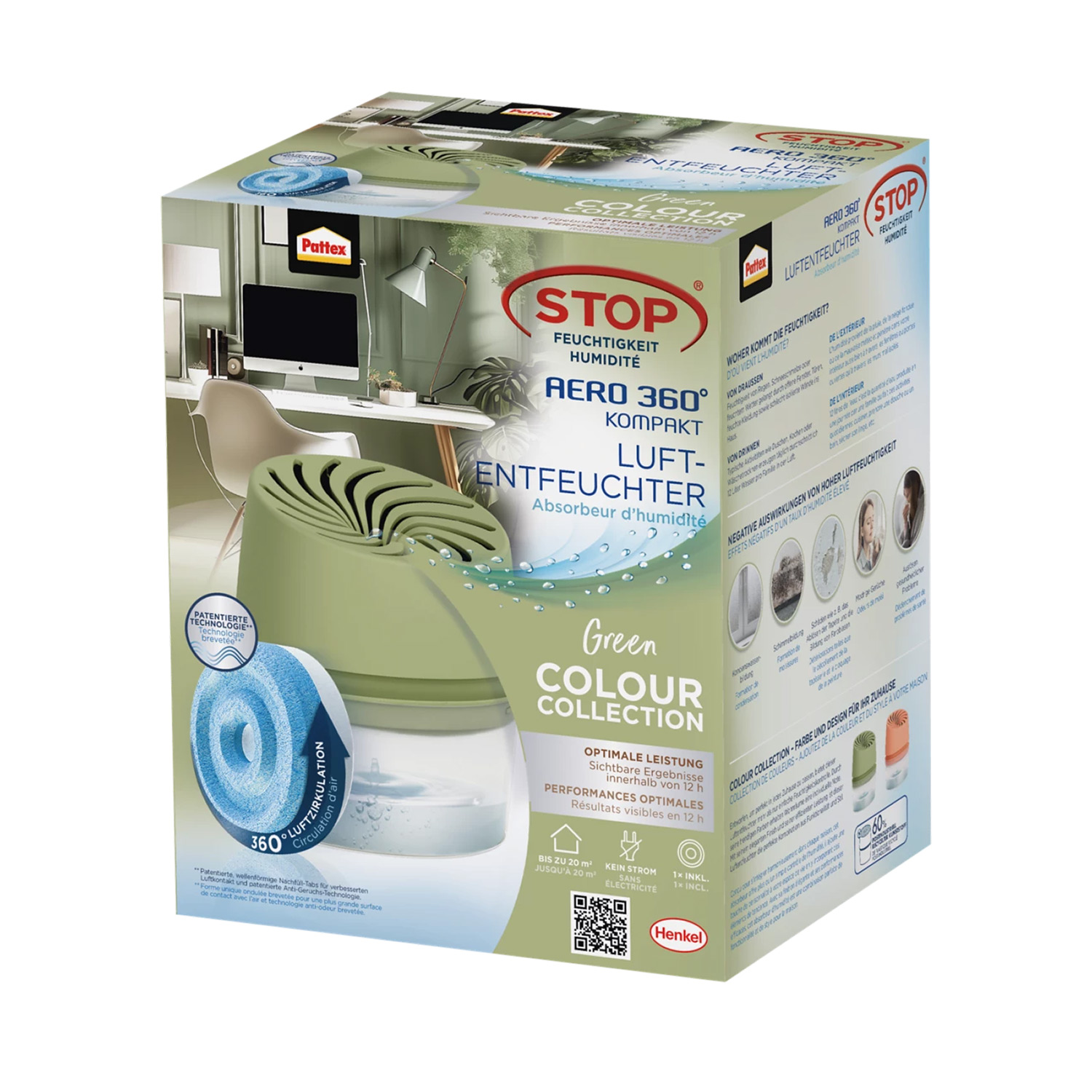 Pattex Luftentfeuchter AERO 360° » Green « hält bis zu 90 Tagen