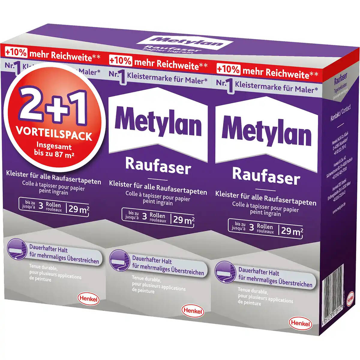 Henkel Tapetenkleister » Metylan Raufaser « 3x 180 g Henkel Tapetenkleister » Metylan Raufaser « 3x 180 g