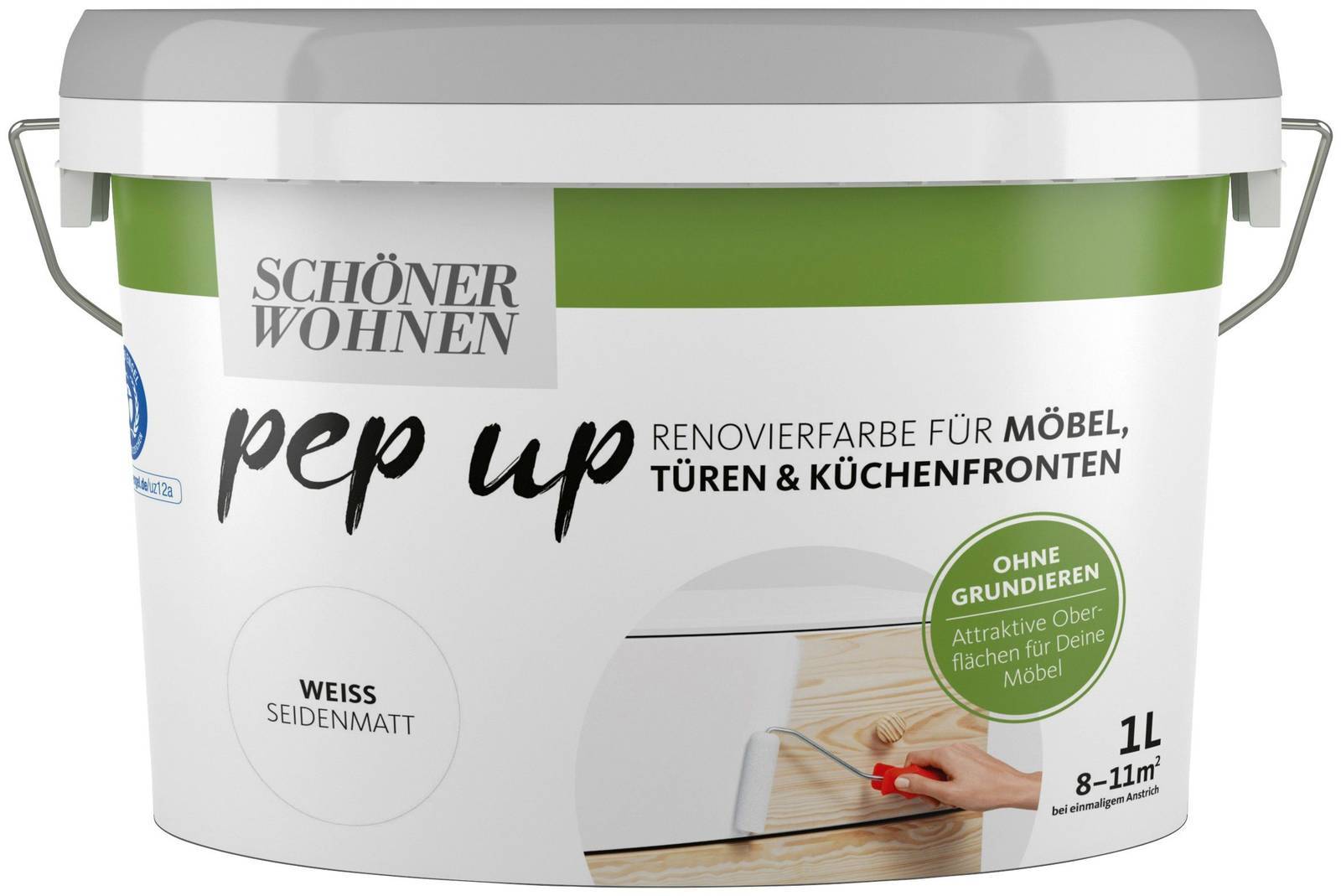 SCHÖNER WOHNEN Renovierfarbe » pep up « für Möbel, Türen & Küchenfronten SCHÖNER WOHNEN pep up - Renovierfarbe weiss Seidenmatt